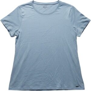 DKNY Shirt Womens XXL Blue Crew Neck Short Sleeve Organic Cotton Jersey Top